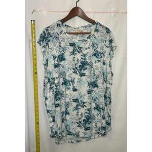 AVA JAMES Women's Plus Size 2X Floral Print Short Sleeve Top Shirt